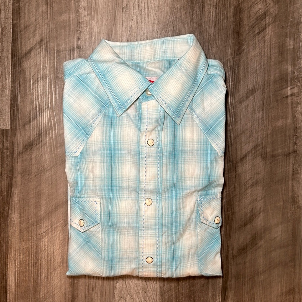 Double S Western Long Sleeve Pearl Snap Button - Large